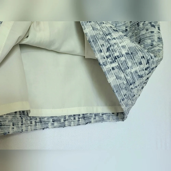 Loft Blue & White Tweed Woven Textured Pockets Back Zip Preppy Mini Skirt 6 New‎ - Picture 4 of 8